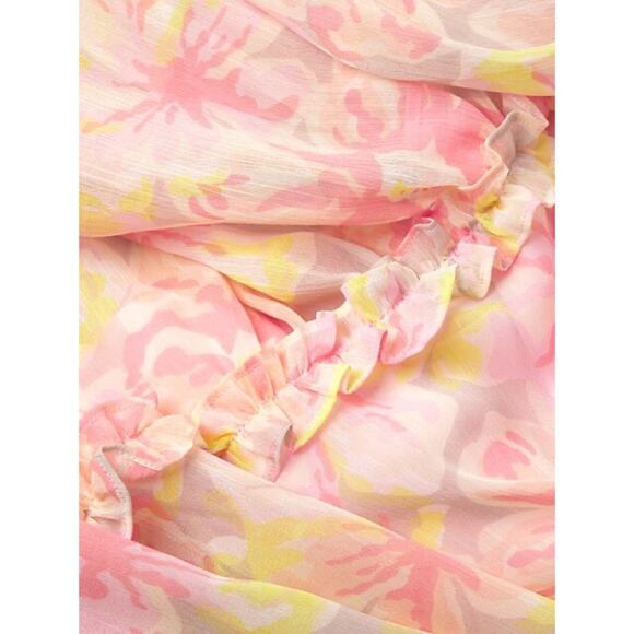 LIKELY Rachel Tiered Long Maxi Dress Gown Peach Multi - Picture 3 of 8